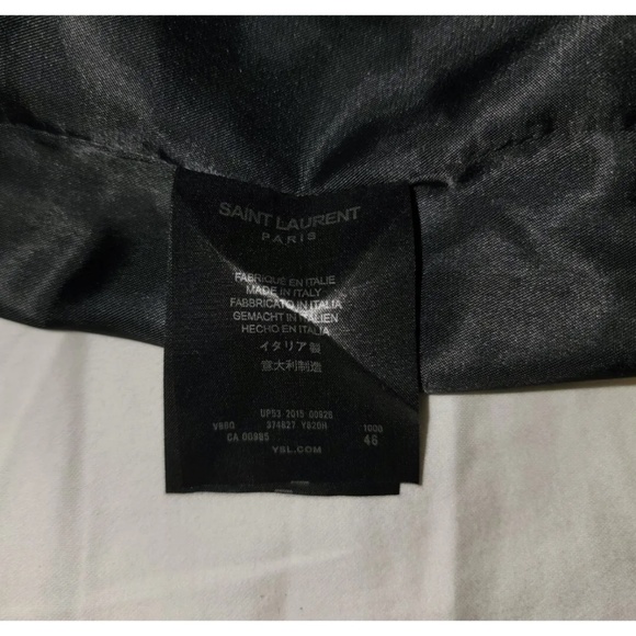 SAINT LAURENT Palm Tree Print Satin Bomber Jacket Unisex Size FR 46 - Picture 15 of 16